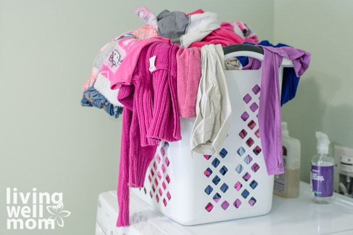 laundry basket full of dirty clothes