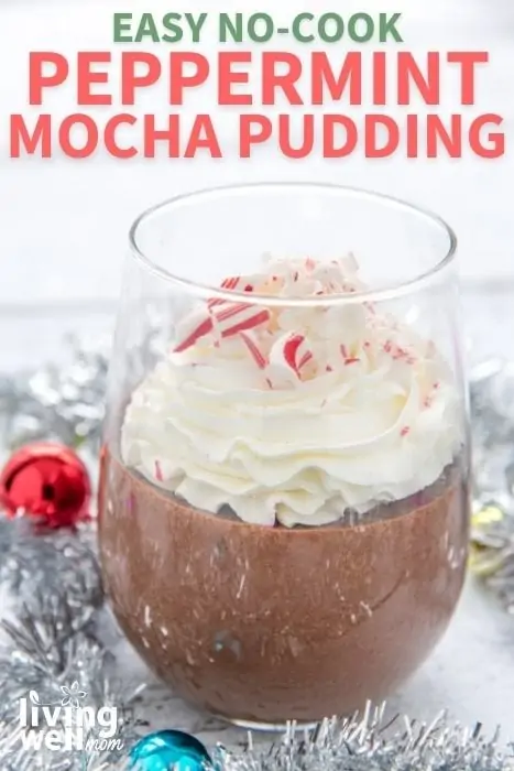 No cook peppermint mocha pudding in a glass cup