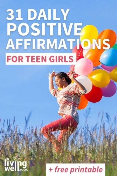 31 daily positive affirmations for teen girls pin