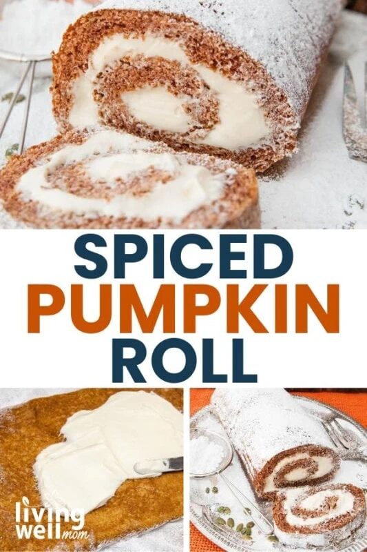 spiced pumpkin roll collage