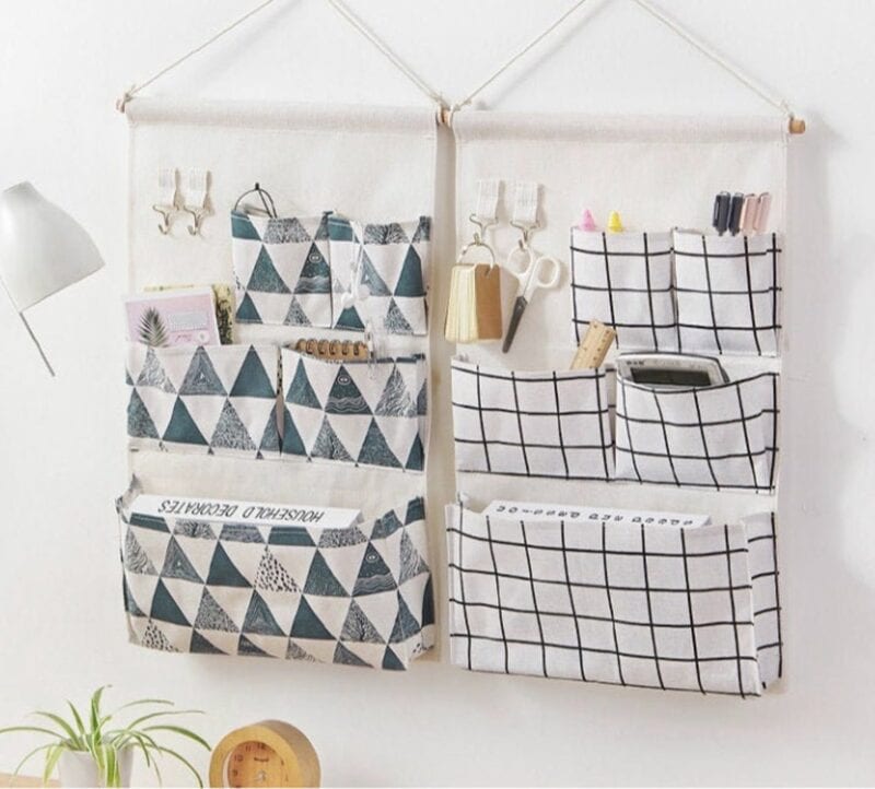 off white and gray fabric pocket organizers