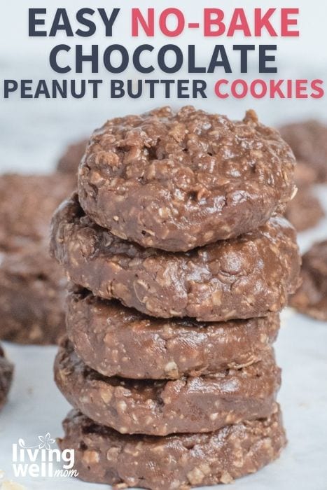 pinterest image for easy no-bake chocolate peanut butter cookies