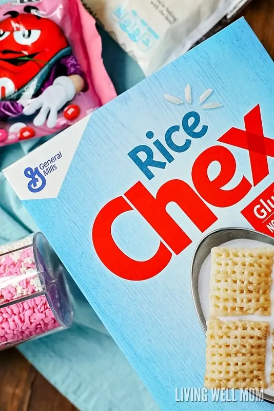 a box of rice chex cereal