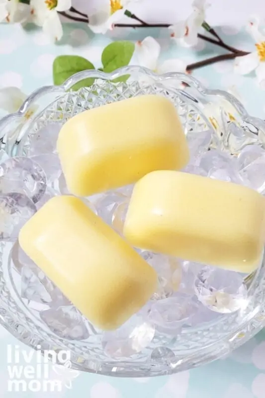 three DIY sugar scrub bars made with essential oils