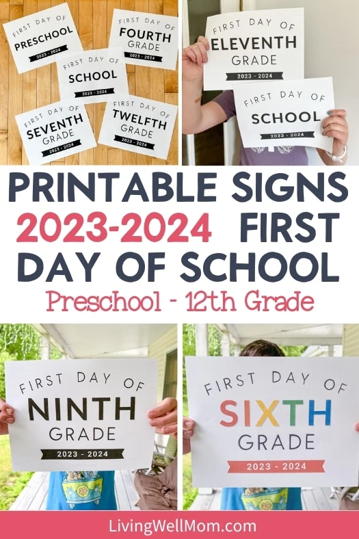 collection of photos - printed first day of school signs for 2023-2024