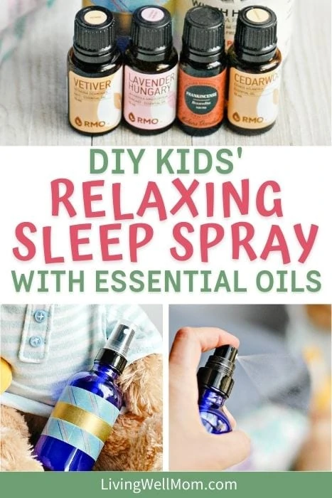 Collage showing how to make a relaxing sleep spray for kids