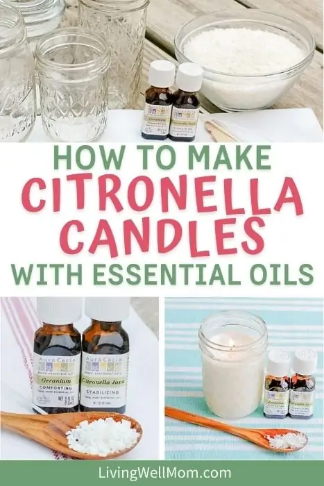 how to make citronella candles with essential oils pinterest collage