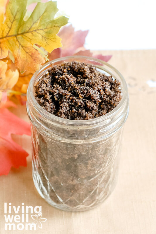 DIY coffee face scrub in a small jar