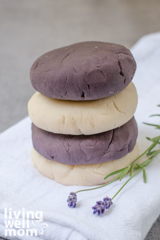 stacks of homemade scented playdough