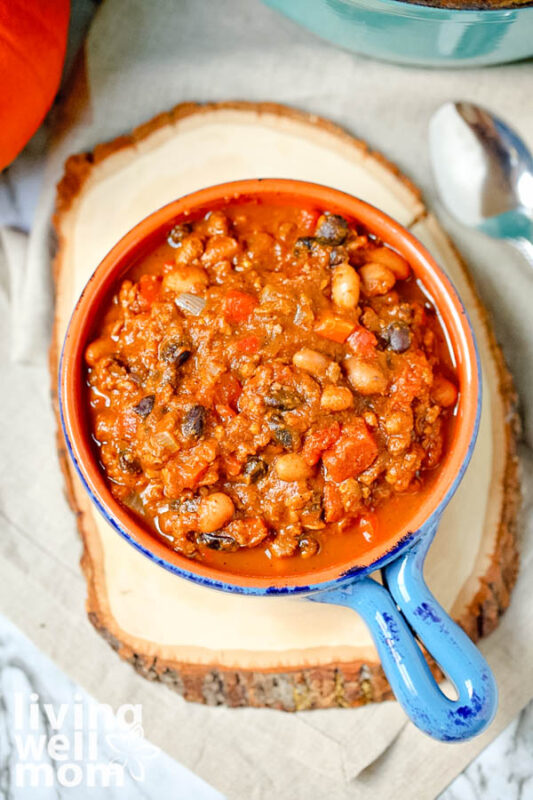 bowl of hearty pumpkin chili recipe