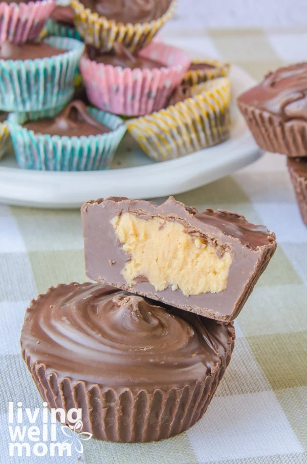 plate of homemade PB cups made with more healthy, less processed ingredients