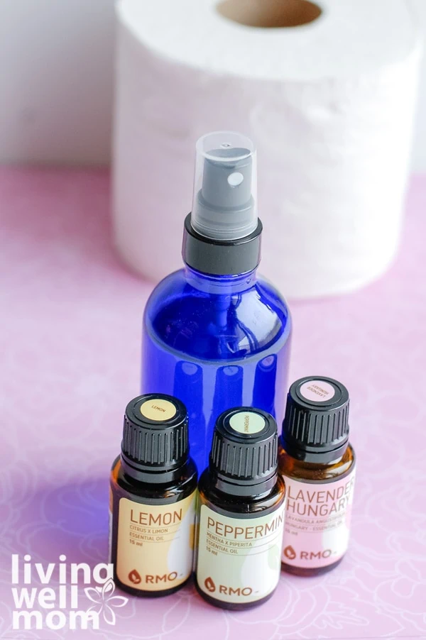 lemon, peppermint, and lavender oils for DIY poo pourri bathroom spray