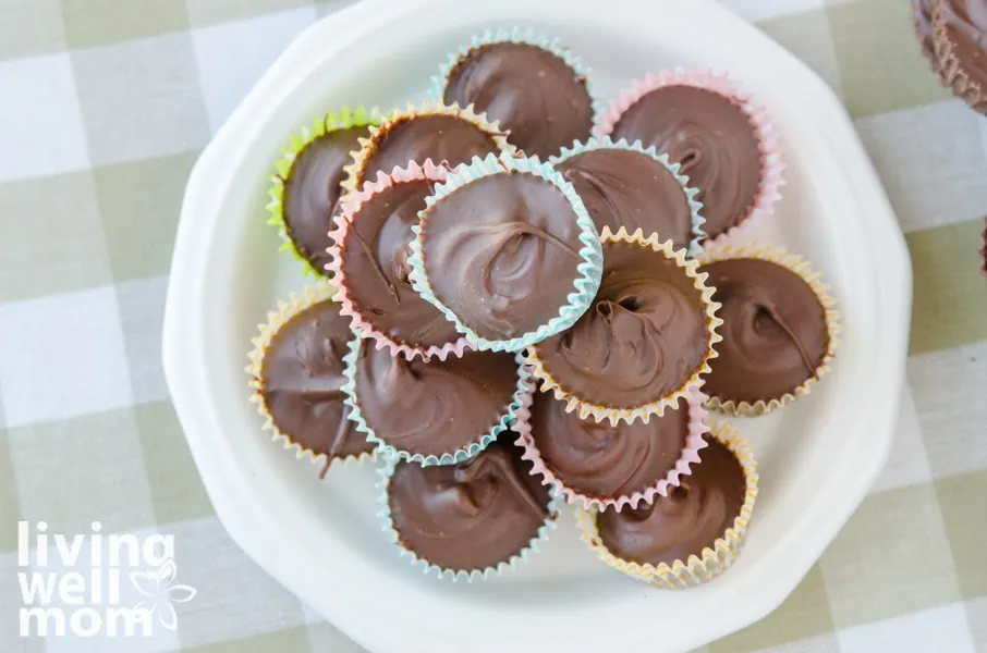 bird's eye view of homemade peanut butter cups