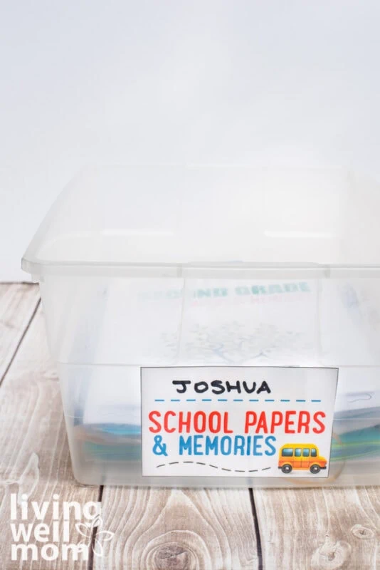 Create a keepsake box to organize kids school papers…