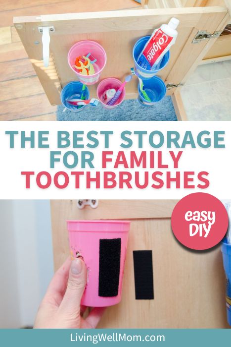 organize toothbrushes and toothpaste out of sight pinterest image