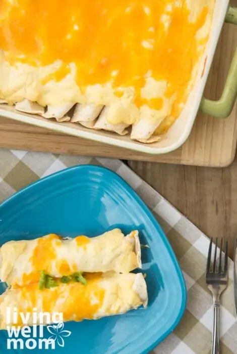 baked chicken enchiladas in a baking dish