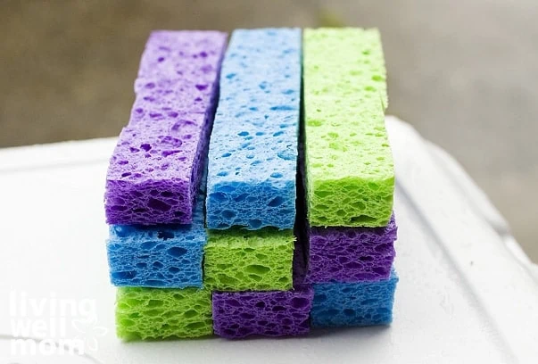 colorful strips of sponges stacked