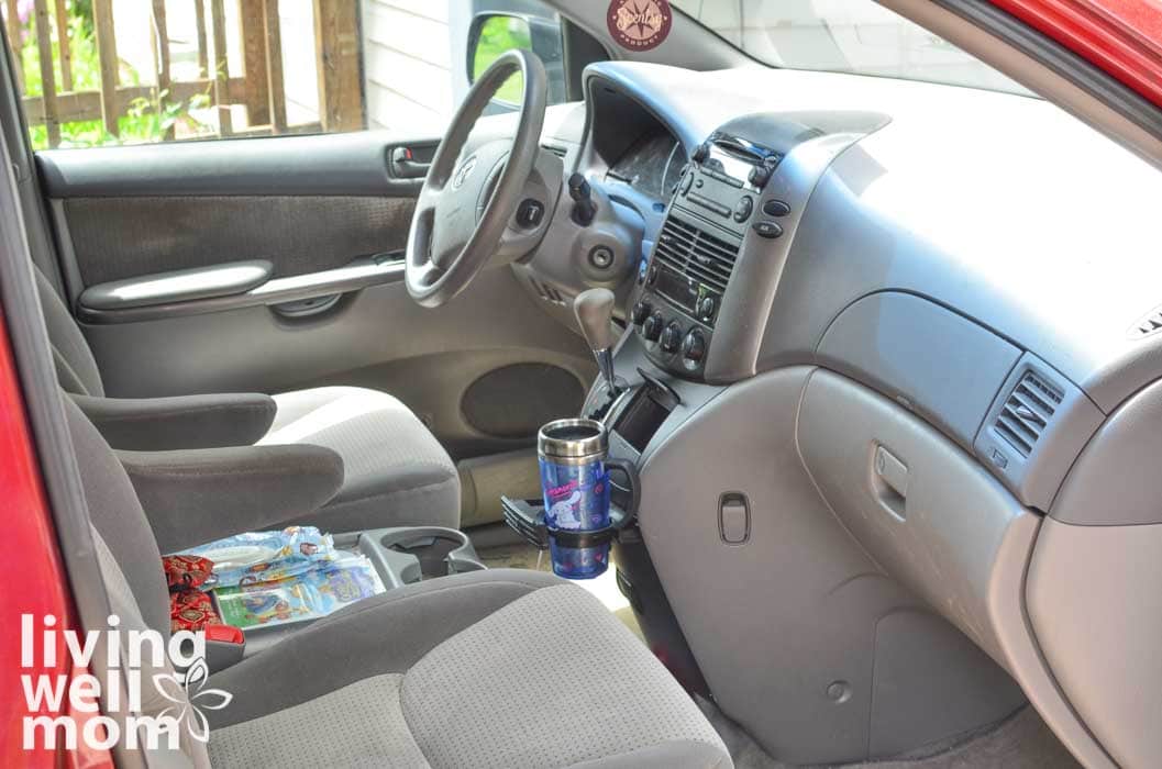 front seat of an organized van 