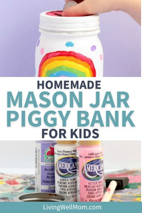 homemade mason jar piggy bank for kids pinterest image