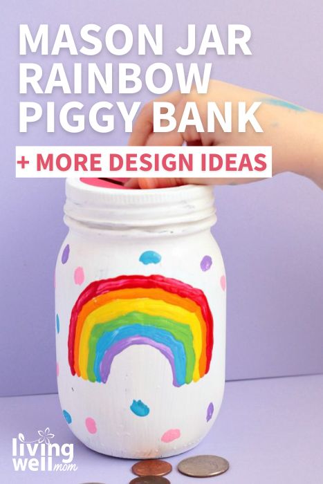 mason jar rainbow piggy bank pin