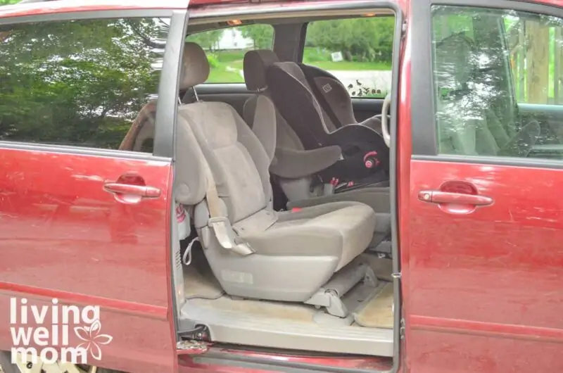 red minivan with side door open