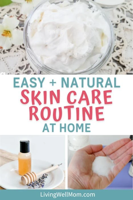 easy + natural skin care routine at home pinterest image