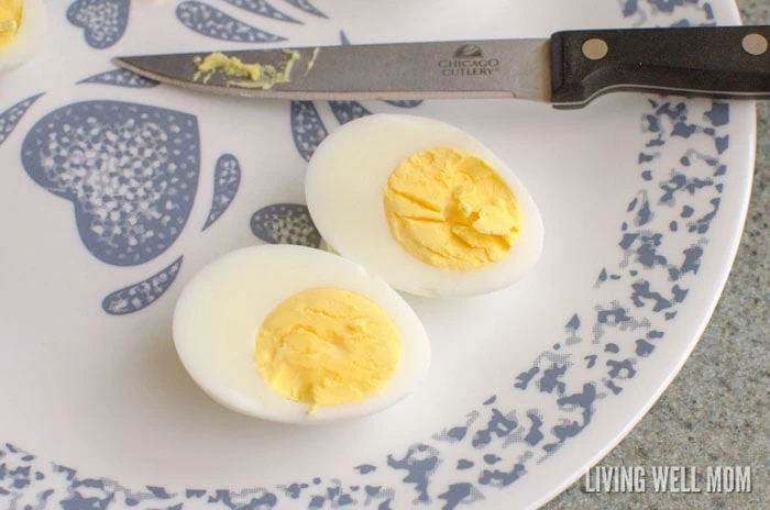 boiled eggs cut in half