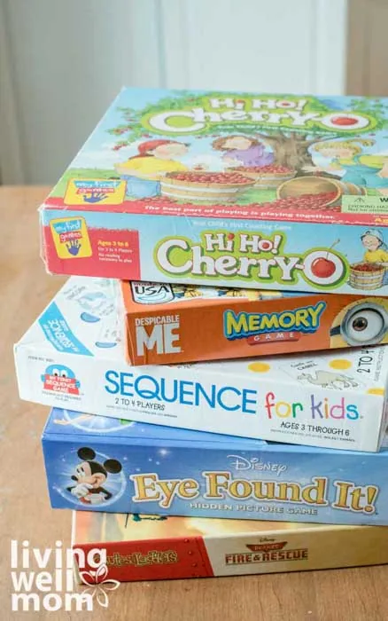 stack of preschool level board games