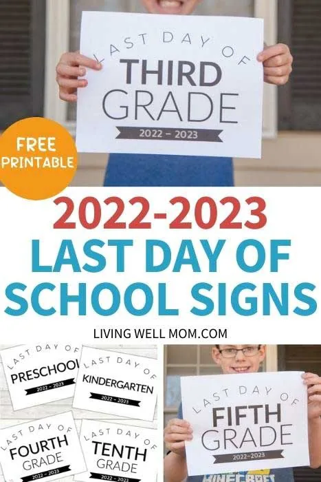 2023 last day of school signs pin