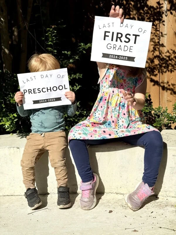 preschool and first grade signs for the last day