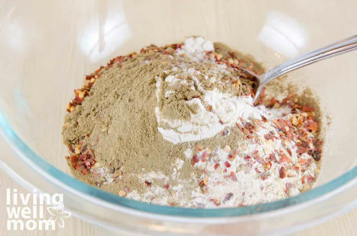 mixing spices in a bowl 