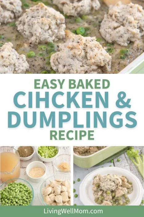 easy baked chicken and dumplings recipe collage pinterest image