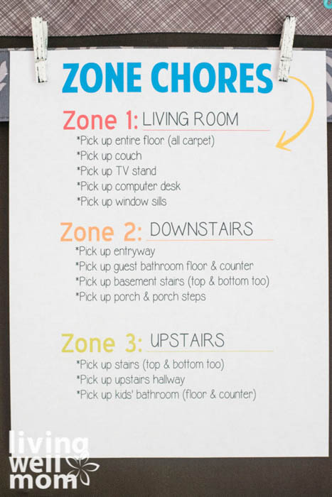 chore chart for kids hung in family command center