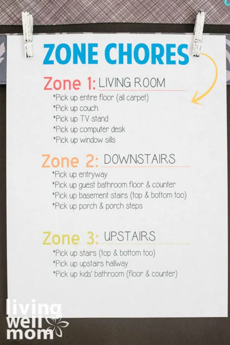chore chart for kids hung in family command center