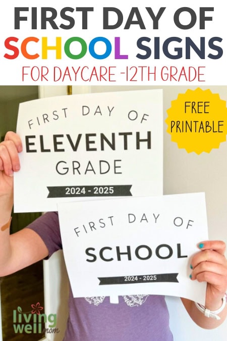 printable signs 2024-2025 first day of school preschool-12th grade pin
