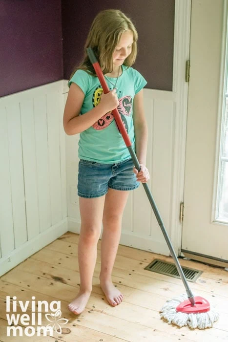 kid doing household chores