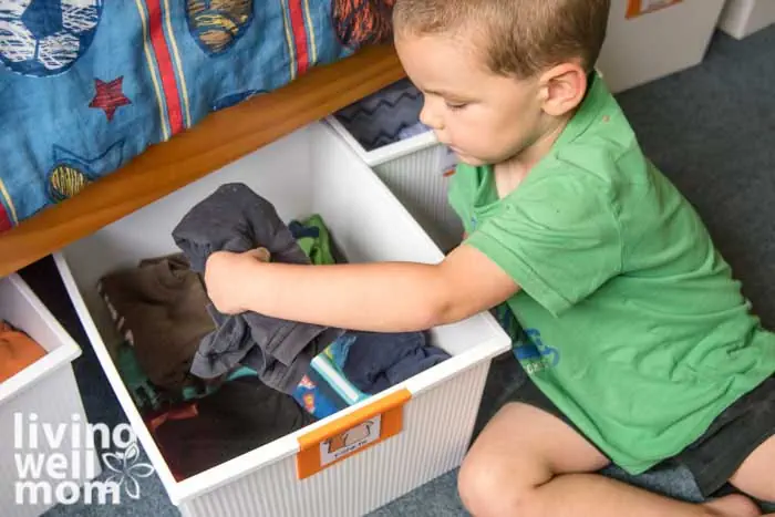 chores for kids: putting away laundry