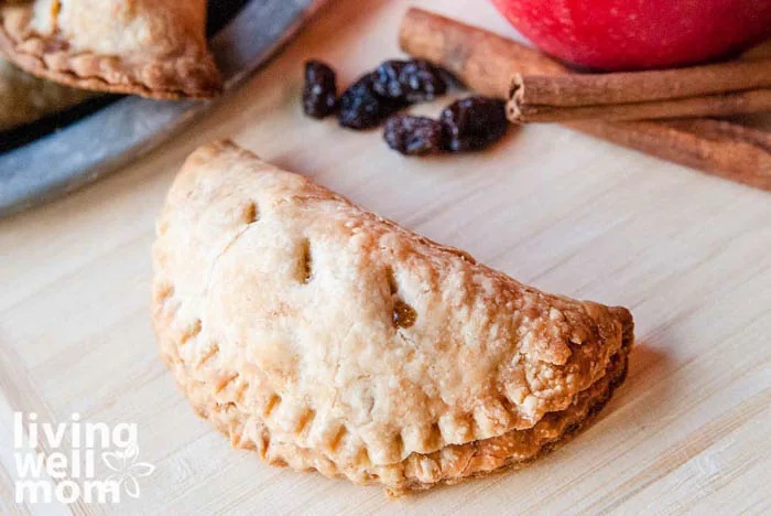 homemade hand pie on a wooden cutting board