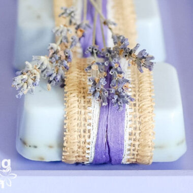 close up of homemade lavender goat milk soap