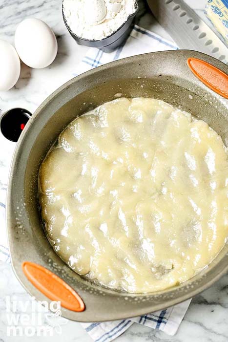 butter mixture lining a pan