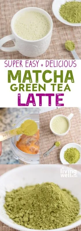 super easy + delicious matcha green tea latte pinterest collage