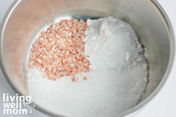 bath salt ingredients in a large bowl