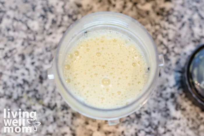 bird's eye view of bubbly matcha drink 