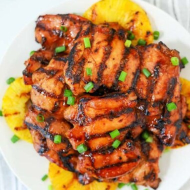pile of grilled huli huli chicken on a platter