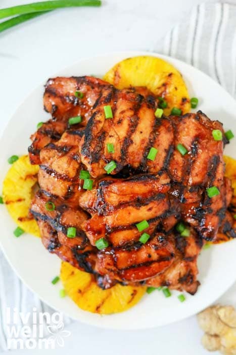 pile of grilled huli huli chicken on a platter