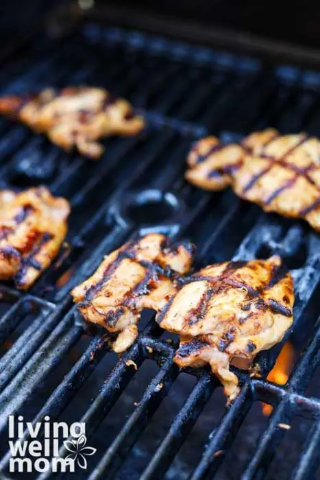 chicken thighs on the grill with grill marks