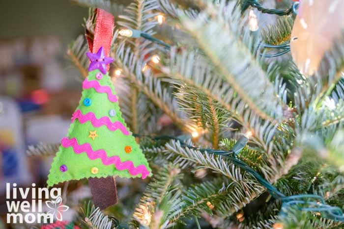 felt tree hanging on tree