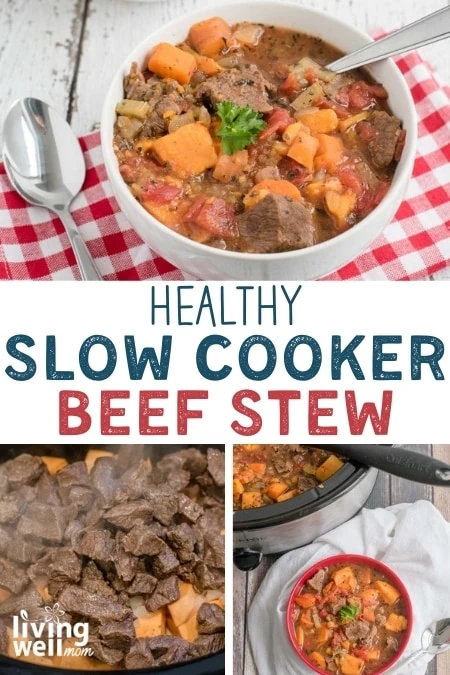 healthy slow cooker beef stew pinterest collage