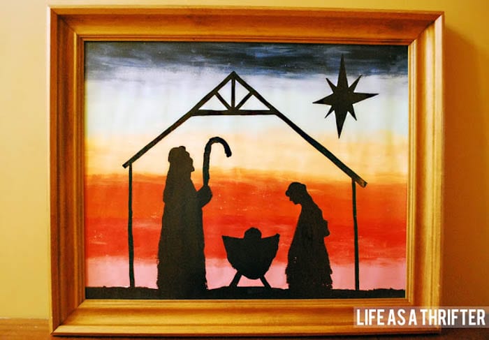 watercolor style painted nativity art