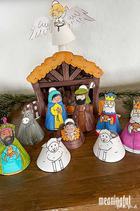 simple paper cone manger scene activity 